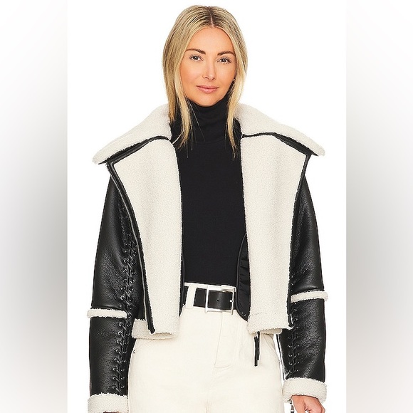 Jonathan Simkhai Jackets & Blazers - Jonathan Simhkai Corrine Vegan Sherpa Moto Jacket